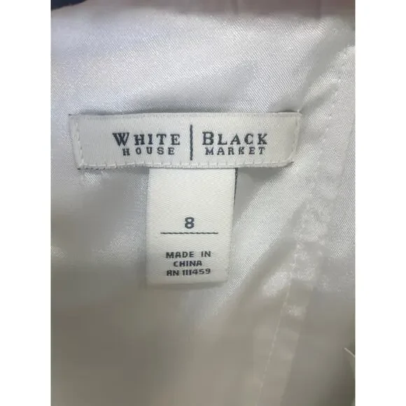 White House Black Market Sleeveless Princess Empire Waist Floral White/Blk Sz 8 - Picture 8 of 11